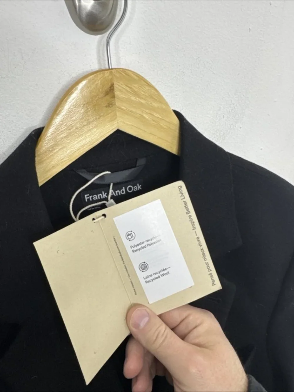 NWT Frank Oak Men 40 Black Recycled Wool Blazer Spots Coat